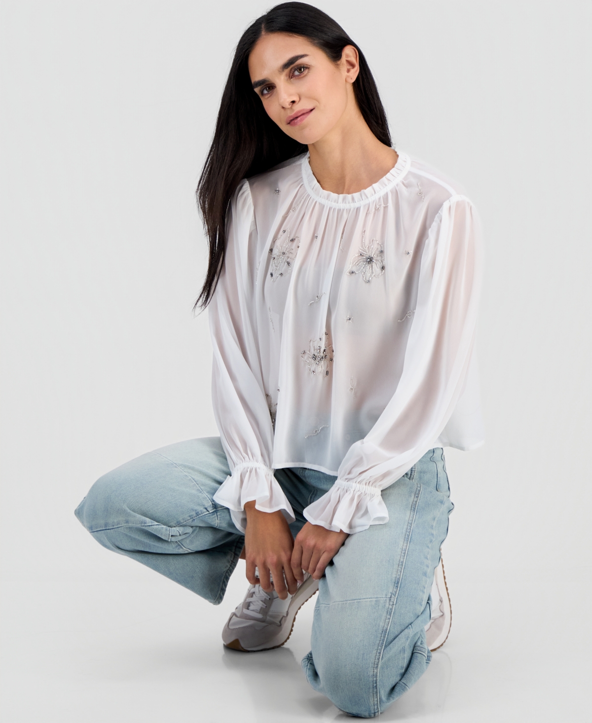 And Now This Petite Beaded Floral Top, Macy's Exclusive