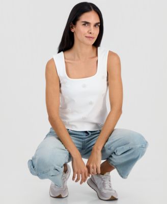 Petite Embellished Pearl-Cluster Tank Top, Macy's Exclusive