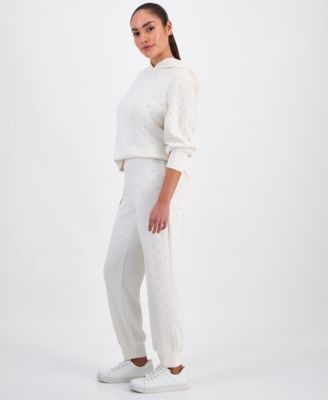 Petite Embellished High Rise Jogger Sweatpants, Macy's Exclusive