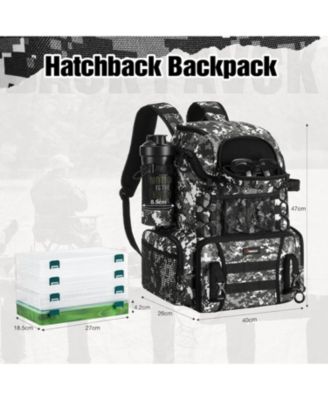 Fishing Tackle Backpack with Rod Holders & 4 Tackle Boxes, Outdoor Fishing Bag with Waterproof Rain Cover