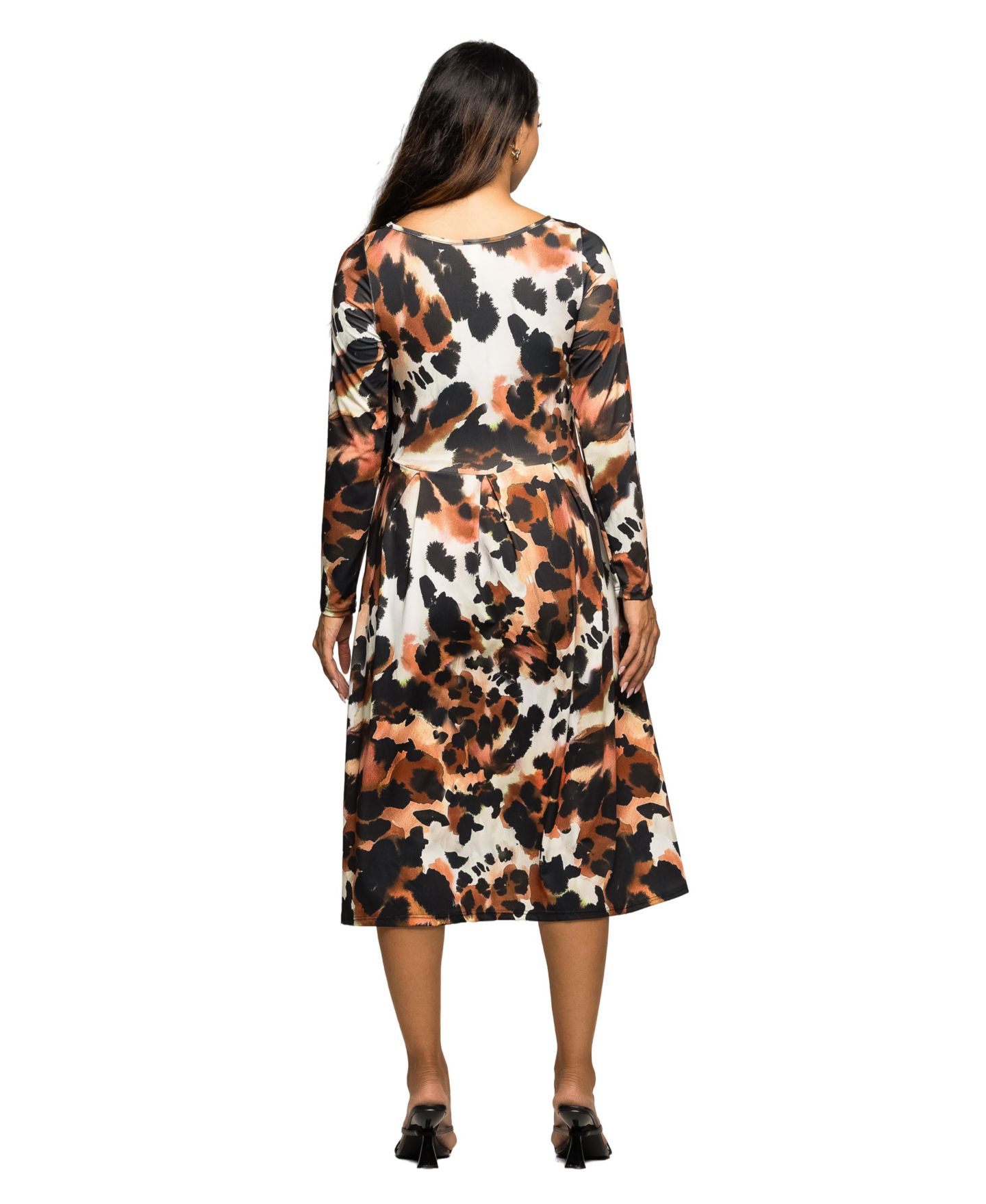 Женское платье 24seven Comfort Apparel Maternity Long Sleeve Midi, цвет: Коричневый разноцветный — фото 3