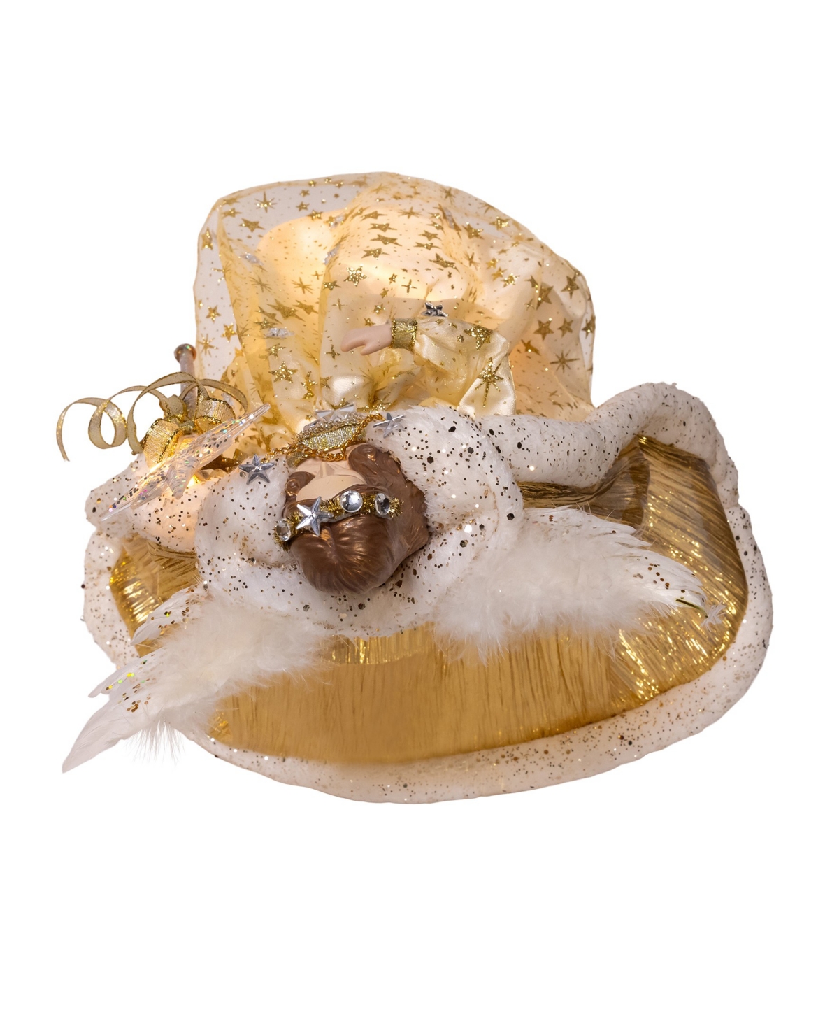 Kurt Adler 16-inch Ul 10-light Celestial Angel Tree Topper In Gold