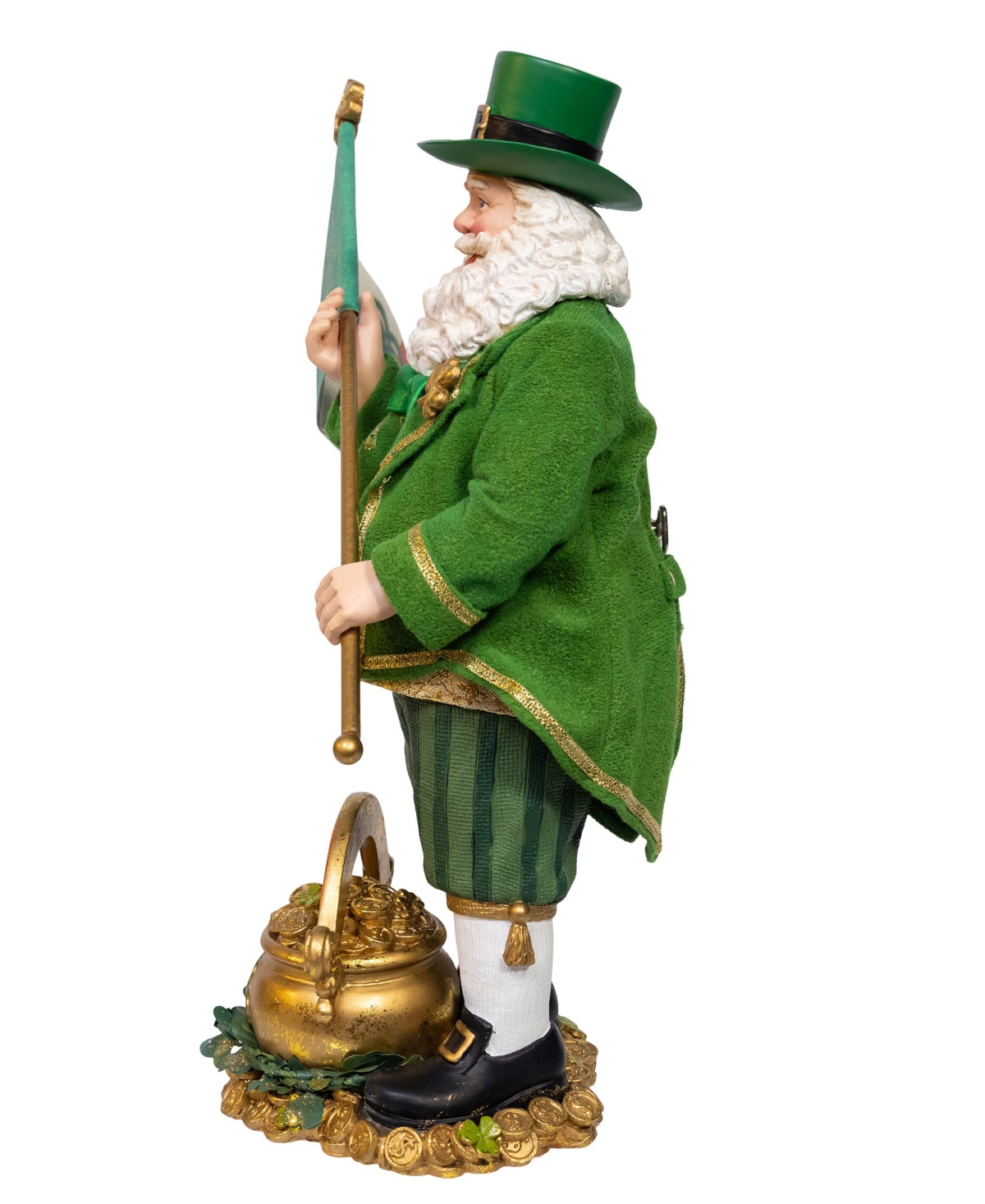Kurt Adler 11-inch Fabriche Musical Irish Santa In Green
