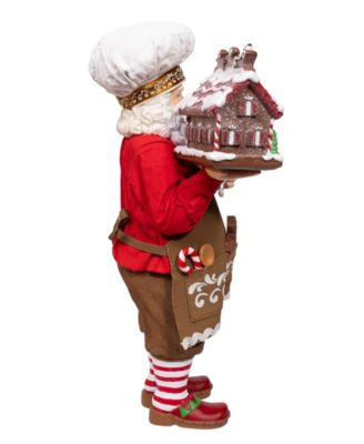 10.5-Inch Fabrich&eacute; Chef Santa Decorating Gingerbread House