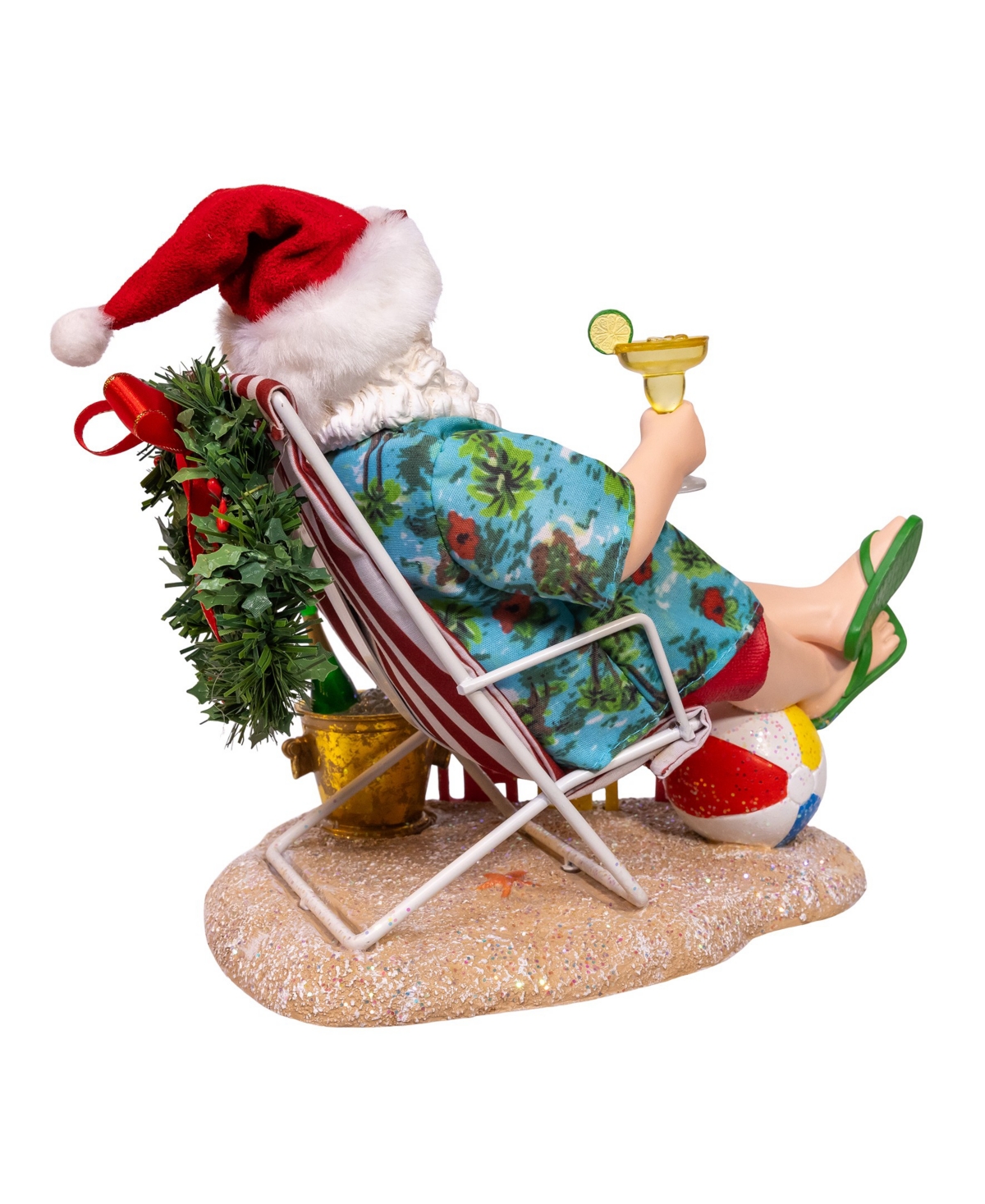 Kurt Adler 8.5-inch Fabriche Santa Sitting On Beach Chair In Multi
