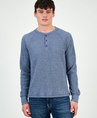 Men's Thermal Waffle-Knit Henley Shirt, Macy's Exclusive