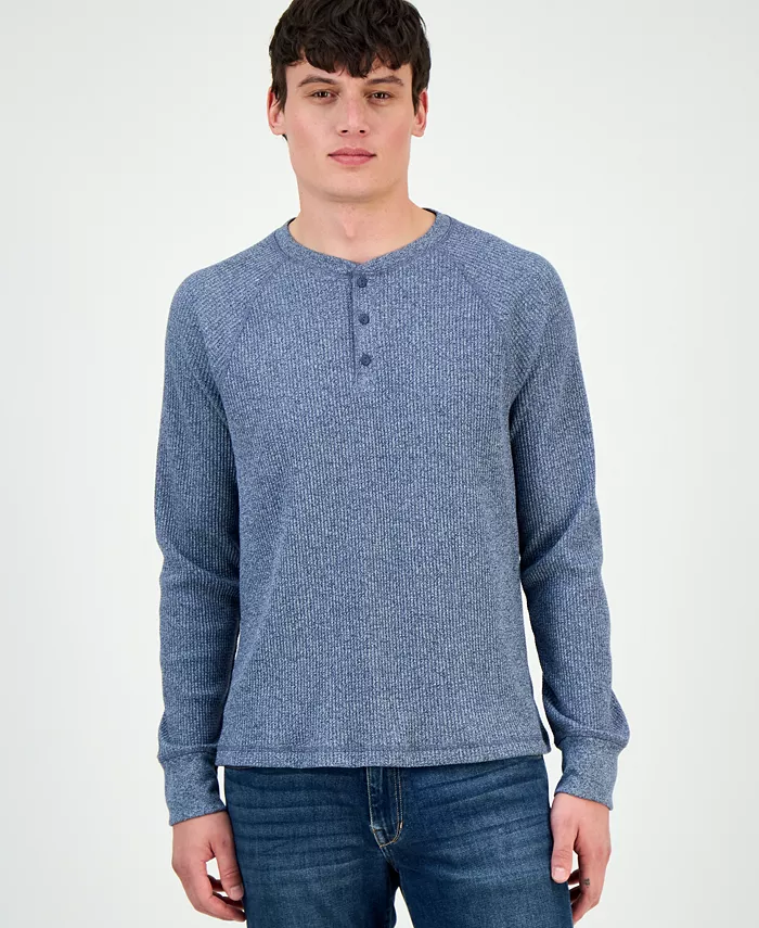 Men's Thermal Waffle-Knit Henley Shirt - thumbnail 9