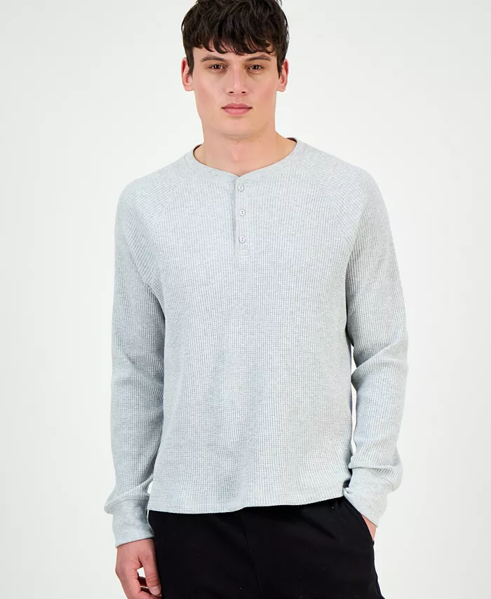 Men's Thermal Waffle-Knit Henley Shirt - thumbnail 5