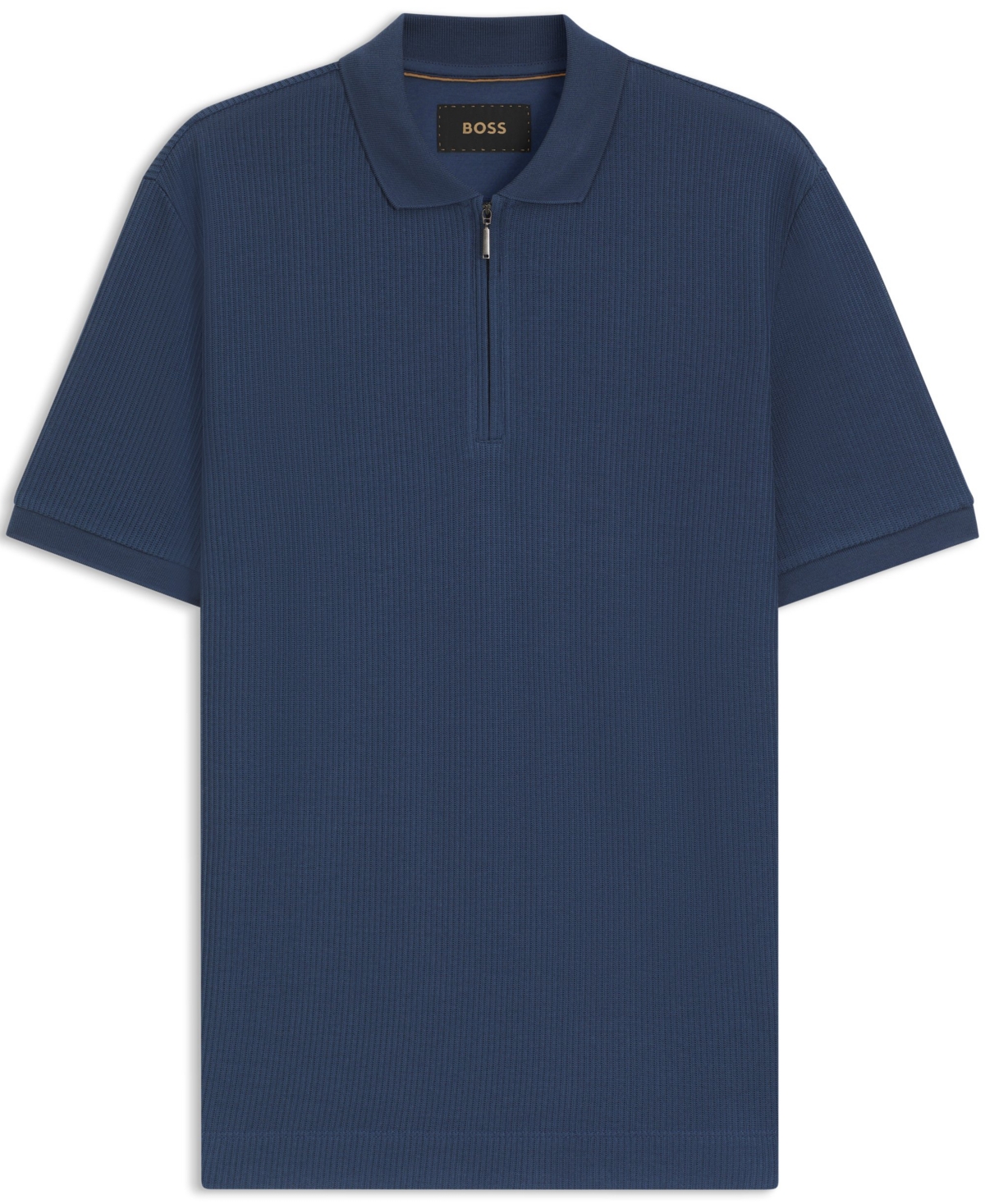 Hugo Boss Boss By  Men's Zip Placket Structured-cotton Polo Shirt In Blue