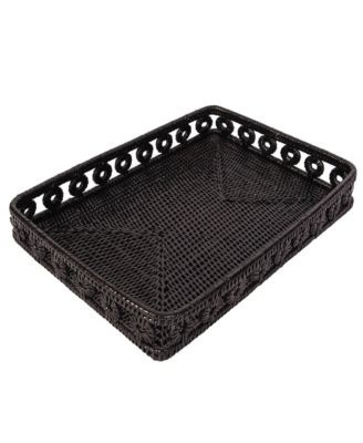 Artifacts Trading Company Rattan Inna Design Rectangular Tray with Glass Insert