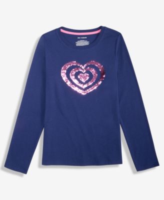 Girls 5-20 Sequined Heart Long-Sleeve T-Shirt, Macy's Exclusive