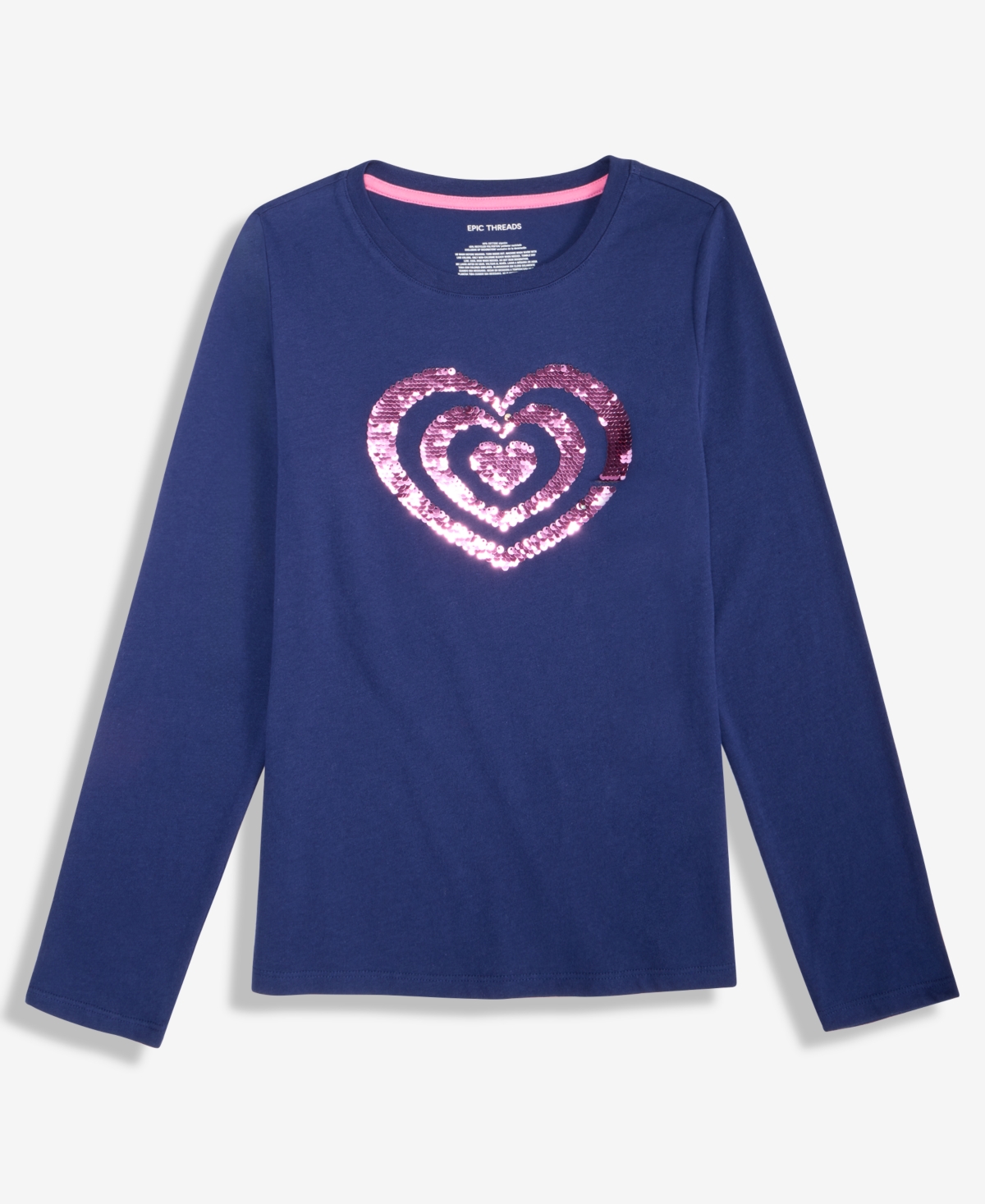 Epic Threads Girls 5-20 Sequined Heart Long-Sleeve T-Shirt, Macy's Exclusive