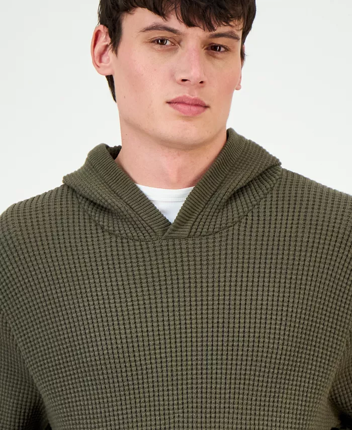 Men's Waffle-Knit Pullover Hoodie - thumbnail 6
