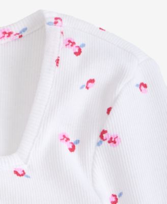 Girls 5-20 Floral Square Neck Top, Macy's Exclusive