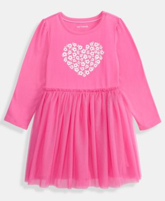 Girls Toddler 2T-4T Glitter Heart Long-Sleeve Tutu Dress, Macy's Exclusive