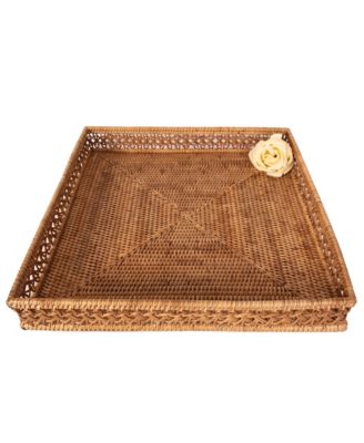 Artifacts Trading Company Rattan Seca Design Square Tray 16"