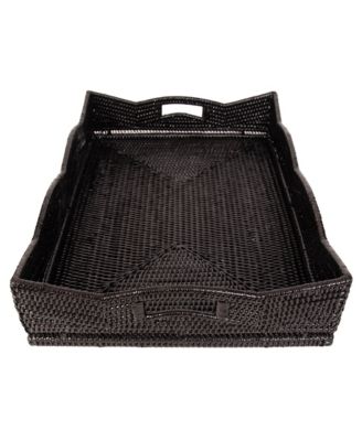 Artifacts Trading Company Rattan Scallop Collection Rectangular Tray