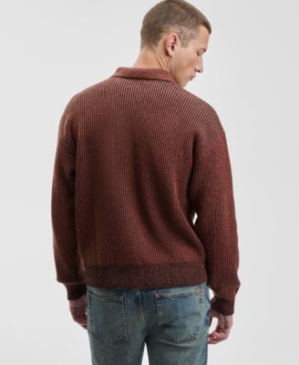 Men's Relaxed Fit Plaited Long Sleeve Polo Sweater, Macy's Exclusive