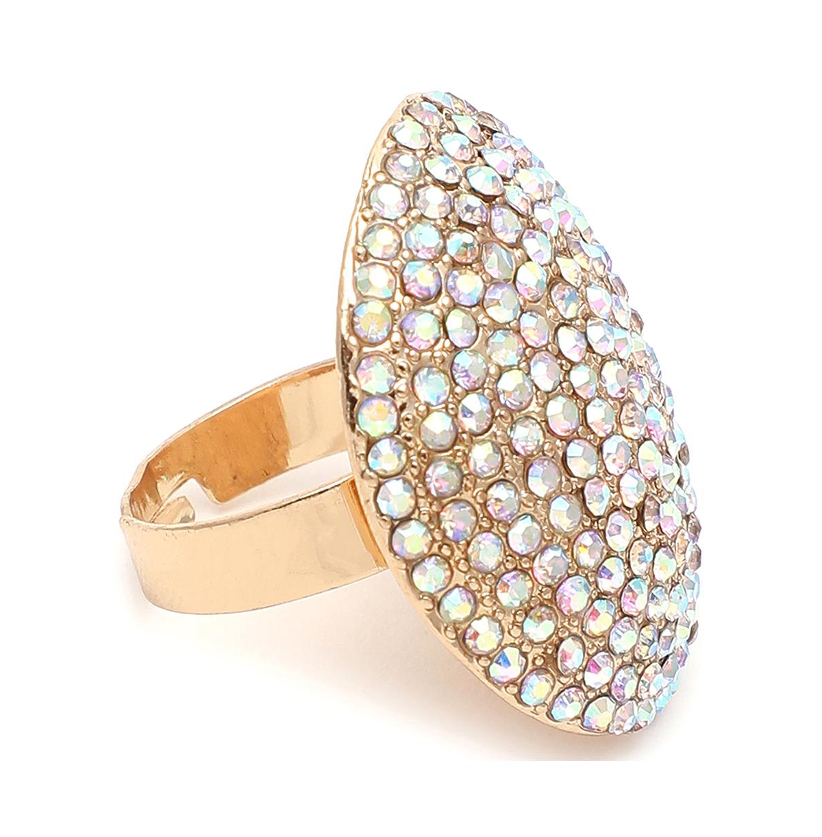 Sohi Women's Gold Plated Designer Stone Ring In Gold