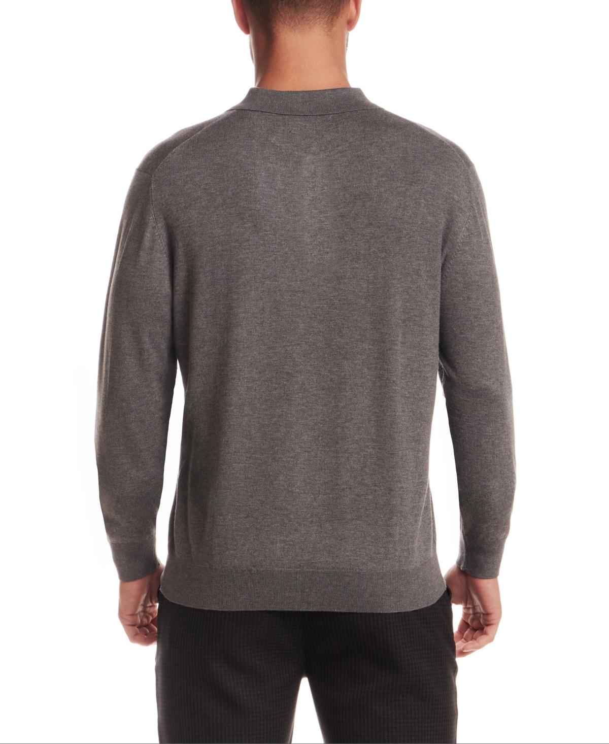Vintage & Black Men's Long Sleeve Polo Sweater In Gray