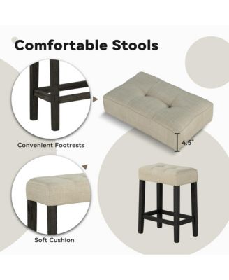 3-Piece Bar Table and Chairs Set Tall Dining Table with Upholstered Bar Stool for Living Room Kitchen