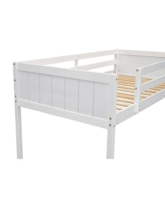Boyle Living Twin Size Wood Low Loft Bed with Ladder, ladder can be placed on the left or right