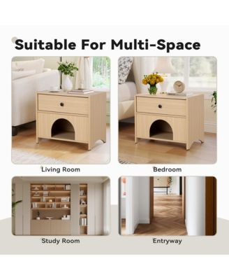 Storage Cabinet with Drawer Pet-Friendly Storage Side Table with Storage for Living Room Bedroom