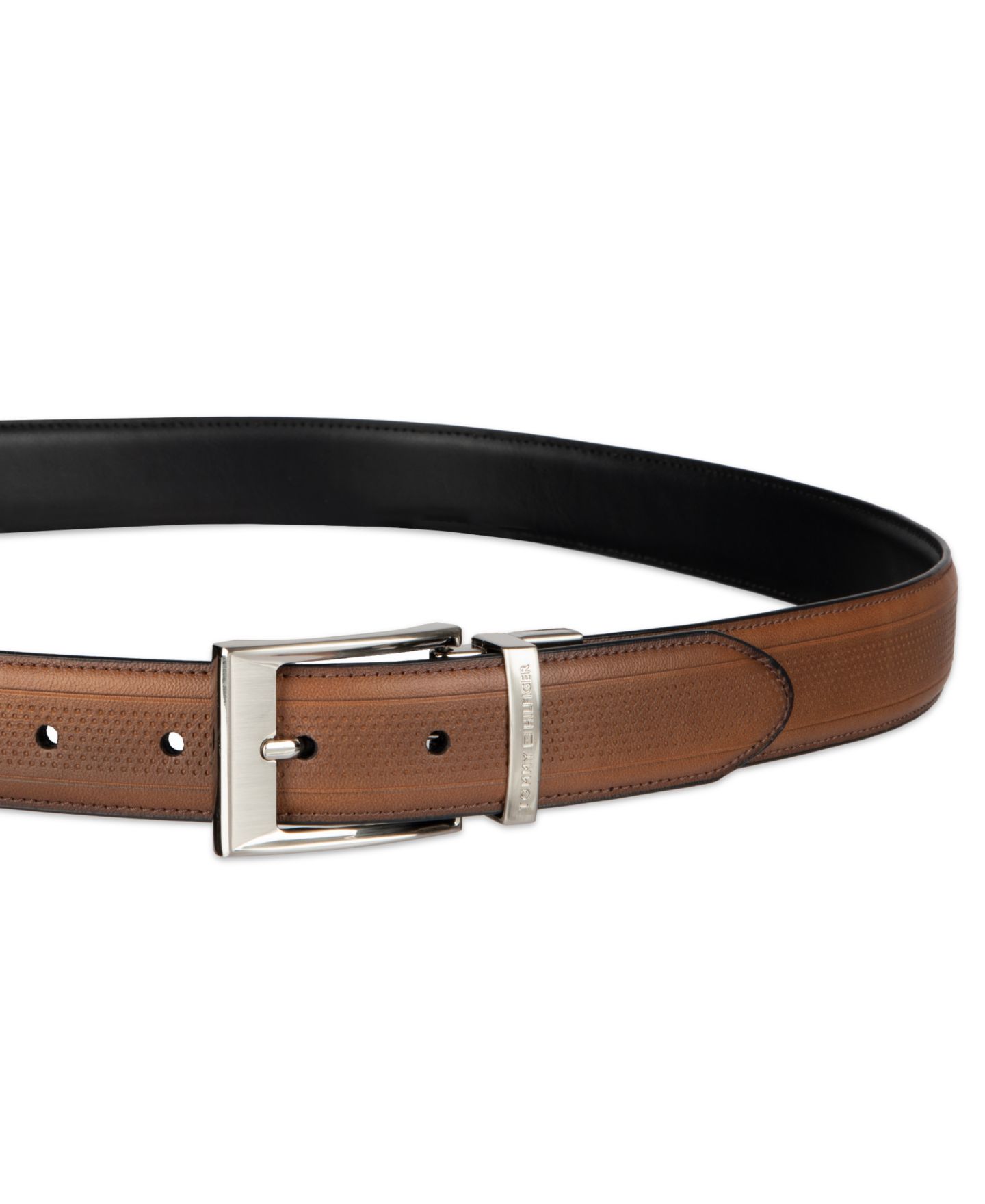 Мужской ремень Tommy Hilfiger 32MM Stretch Belt, цвет: Рыжевато-коричневый / Чёрный — фото 4