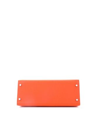Kelly 28 Handbag Orange Epsom with Palladium Hardware
