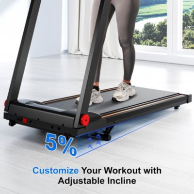 Superun Folding Treadmill，Powerful 3.5 HP motor supports up to 350 lbs. With 5% incline, app control, and compact foldable design for effective home f