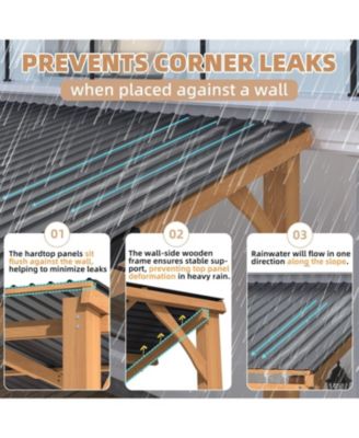 14' x 10' Outdoor Wooden Gazebo, Patio Lean to Hardtop Pergolas and Gazebos