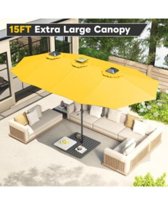 15ft Patio Double-Sided Umbrella, 156 PCS Solar LED Light Outdoor Large Umbrella