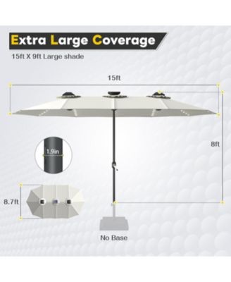 15ft Patio Double-Sided Umbrella, 156 PCS Solar LED Light Outdoor Large Umbrella
