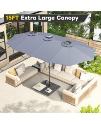15ft Patio Double-Sided Umbrella, 156 PCS Solar LED Light Outdoor Large Umbrella