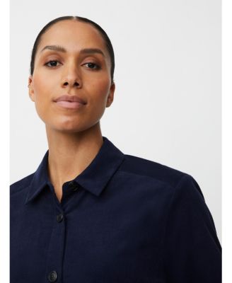 Women's Long Sleeve Collared Velvet Shirt