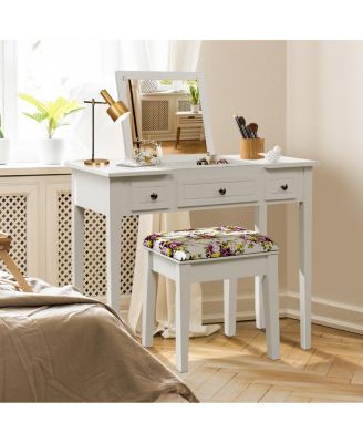 Vanity Dressing Table Set with Flip Top Mirror and 3 Drawers