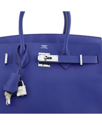 Birkin 30 Handbag Blue Epsom with Palladium Hardware