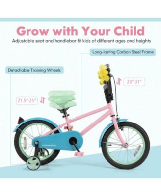 16 Inch Kids Bike with Adjustable Handlebar and Saddle, Pink