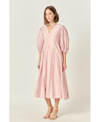 Women's Contrast Binding Midi Dress