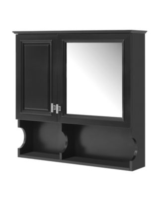 30'' Mirror Medicine Cabinet with Open Shelves, Doors & Adjustable Shelf for Bathroom Storage
