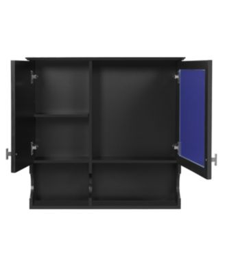 30'' Mirror Medicine Cabinet with Open Shelves, Doors & Adjustable Shelf for Bathroom Storage