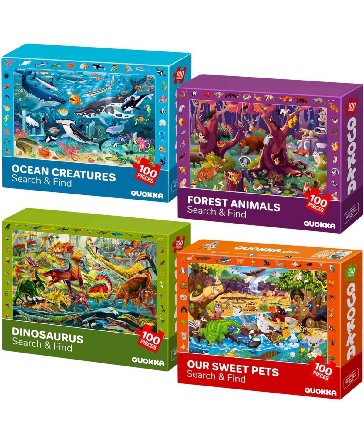 Quokka 4x100 Pcs Search & Find Puzzles for Kids 4-6