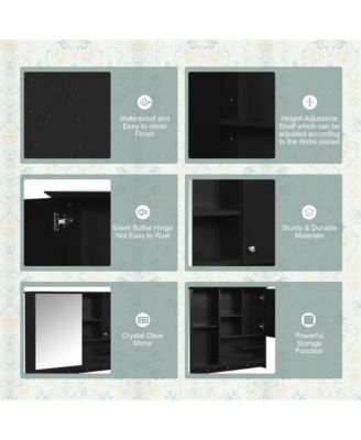 36'' Wall Mounted Medicine Cabinet with Mirror Door & Adjustable Shelf for Bathroom