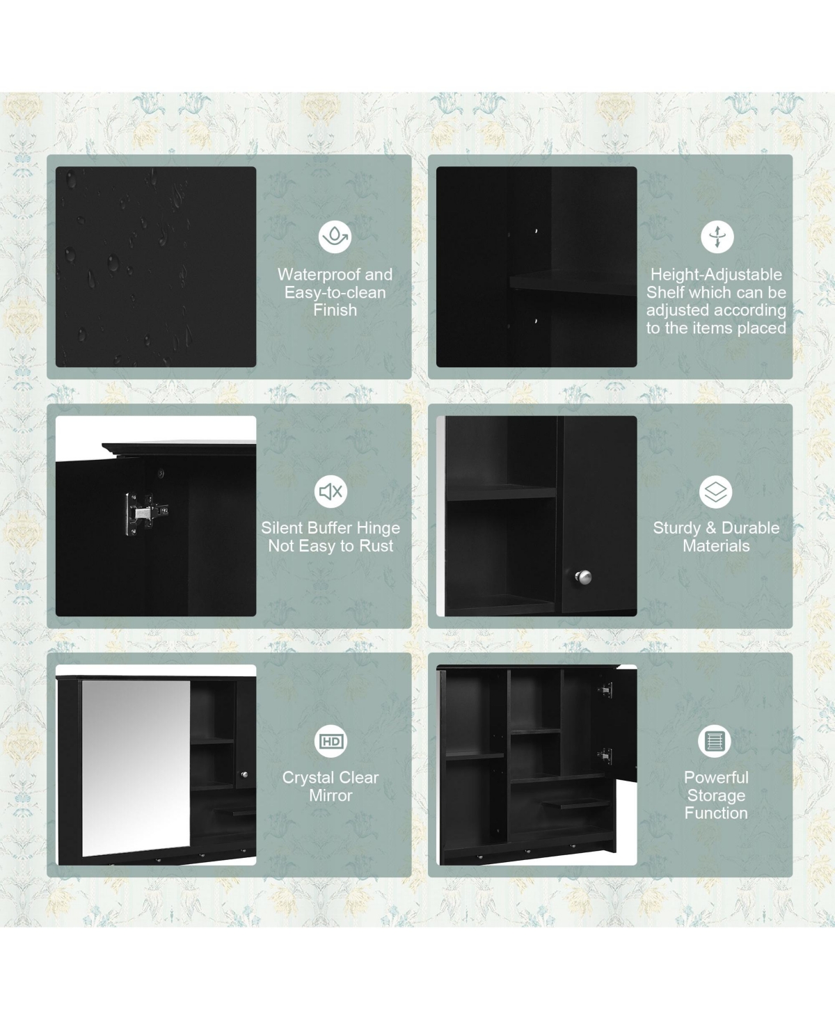 Casainc 36'' Wall Mounted Medicine Cabinet with Mirror Door & Adjustable Shelf for Bathroom