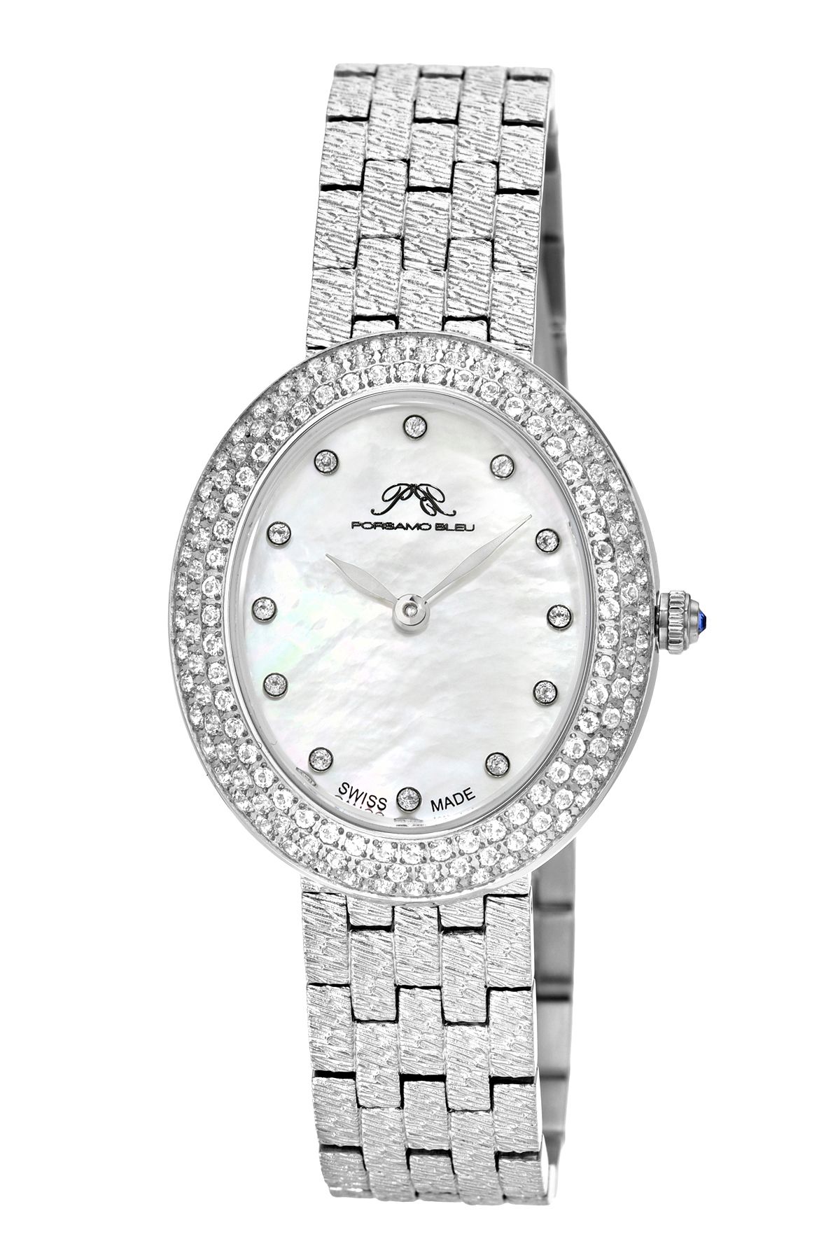 Женские часы Angelica с циферблатом из перламутра, топазами и браслетом из нержавеющей стали 1342AANS