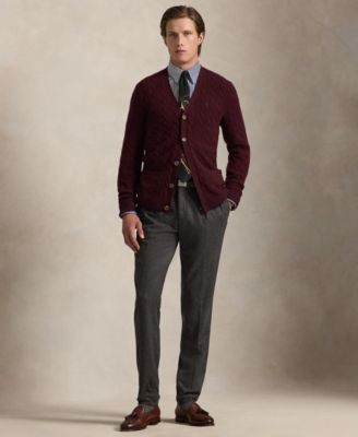 Men's Cable-Knit Wool-Cashmere Cardigan Sweater