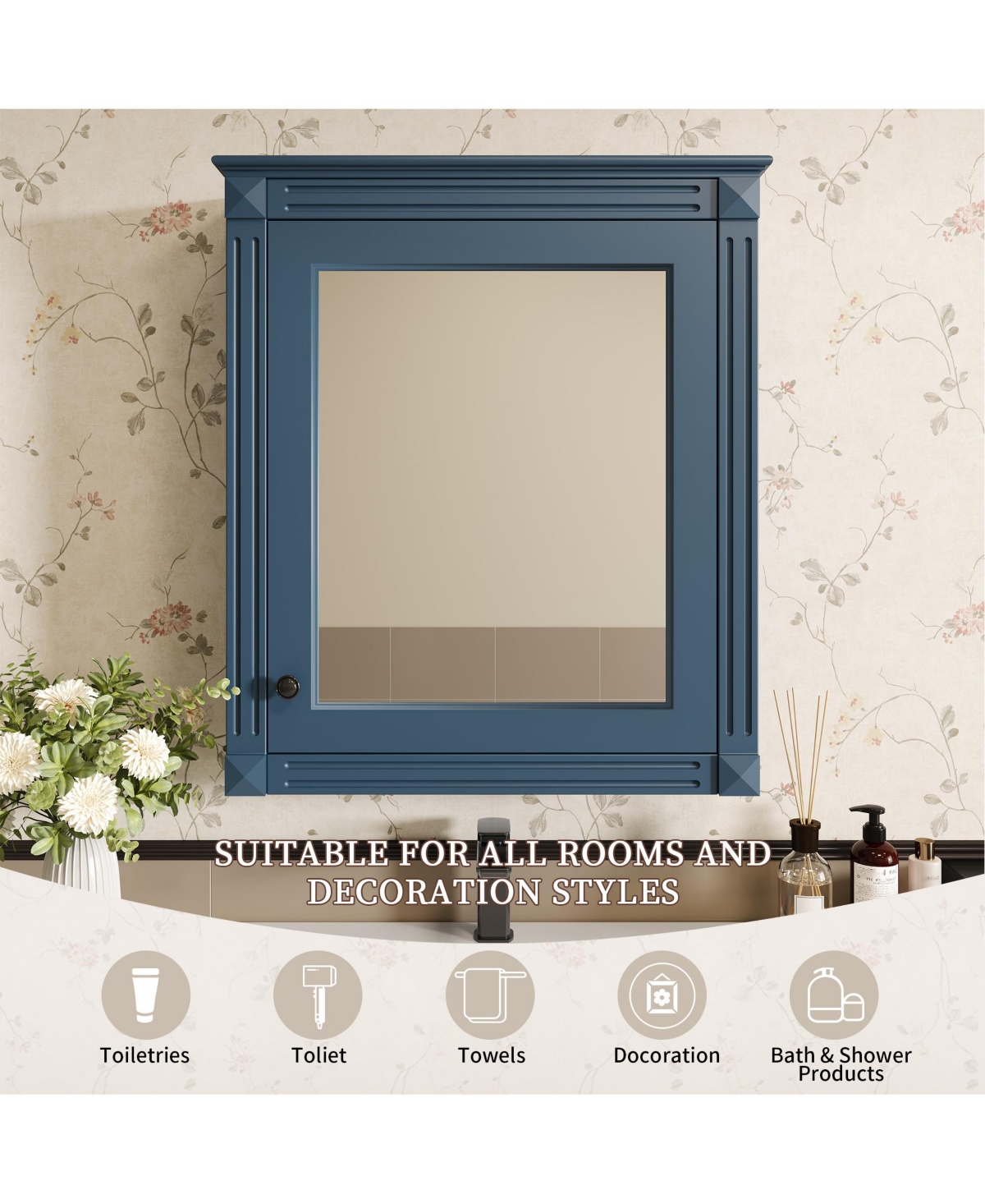 Casainc 24'' x 27'' Wall Mounted Bathroom Cabinet with Mirror & Adjustable Shelf