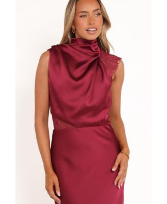 Women's Anabelle Halter Neck Lace Maxi Dress - Berry