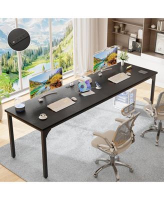 8.8'' W Rectangle Computer Desk, Wood Top Study Workstation