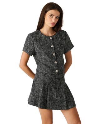 Steve Madden - Women's Aralynn Sequin Tweed Short Sleeve Top